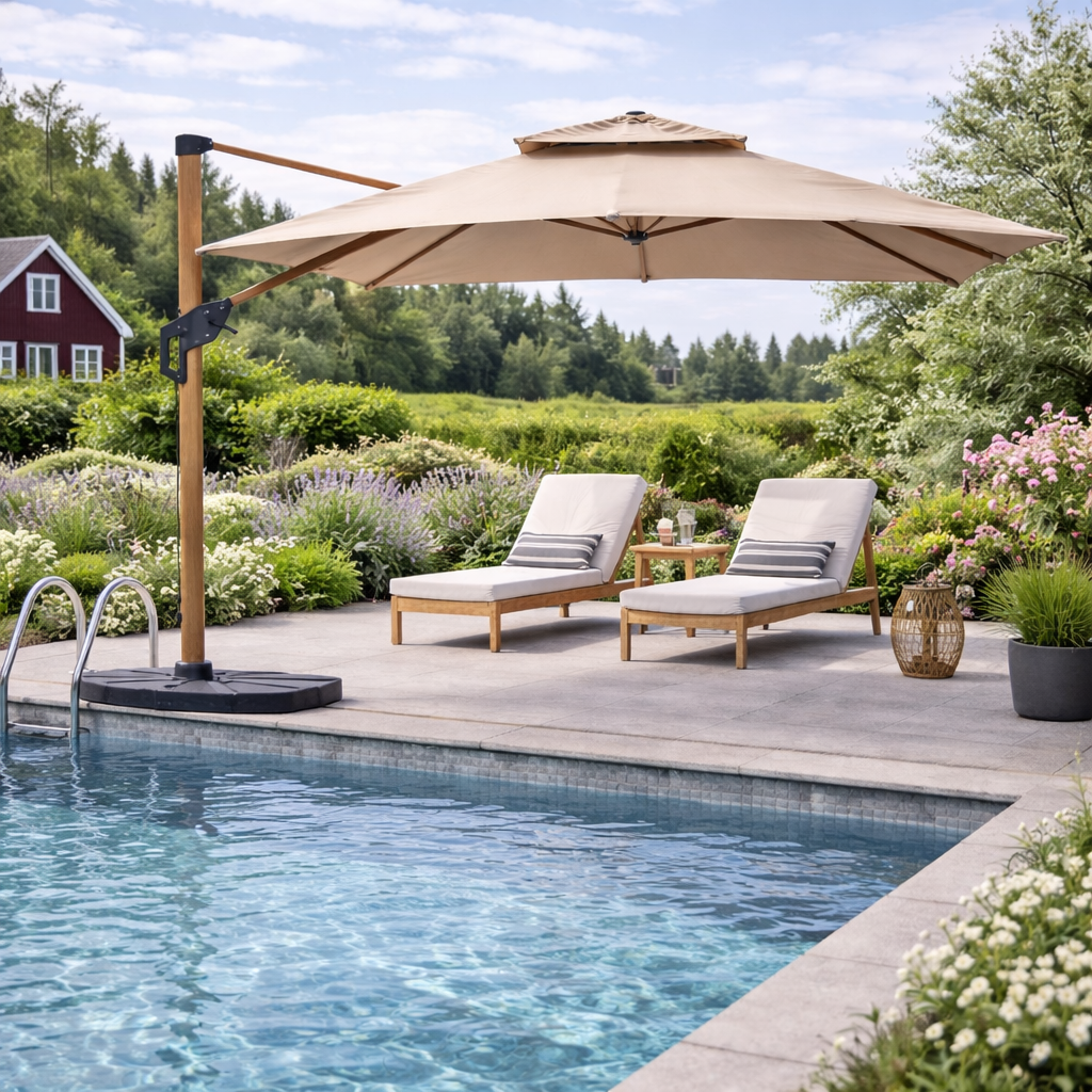 Roma MID trädgårds parasoll beige 3x3m