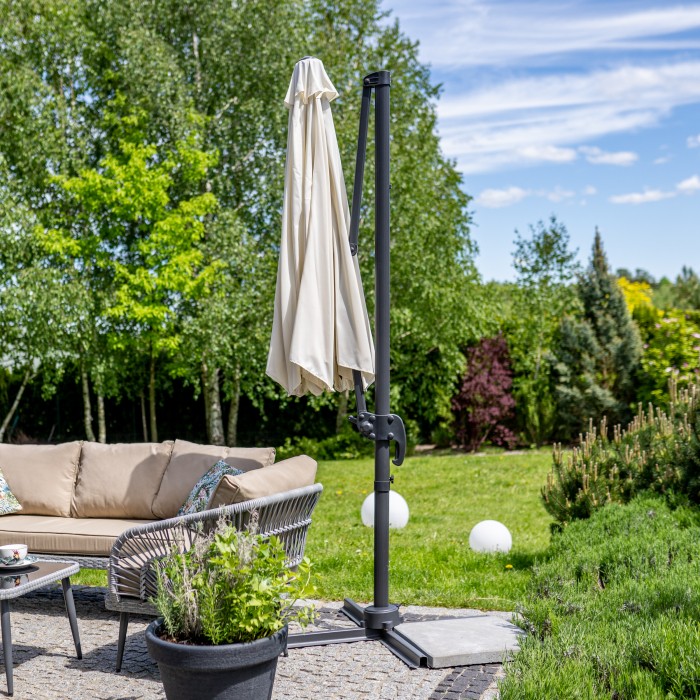 Trädgårdsparasoll Österlen Beige Runt 3,5m