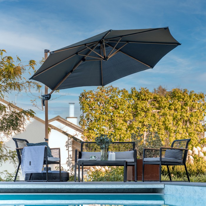 Roma S runt trädgårds parasoll antracit 3m