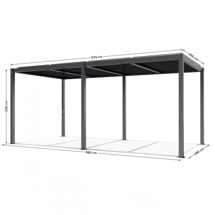Pergola 5,8x3m svart